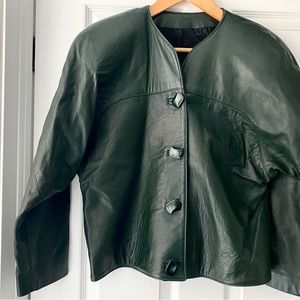 Cropped leather vintage bomber